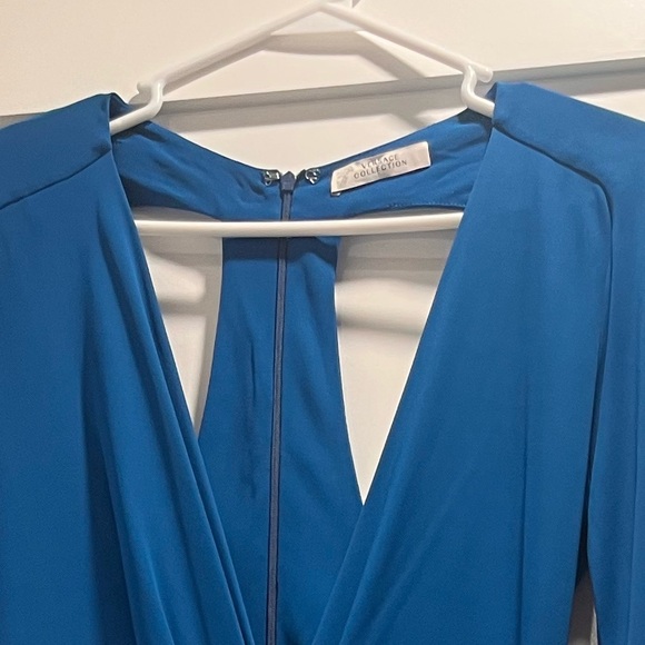 Versace Collection Sapphire Blue Draped Long Sleeve Dress - Picture 2 of 3